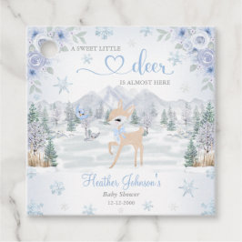 Winter Deer Blue Snowflake Baby shower Bedankjes Labels