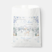Winter Deer Blue Snowflake Baby shower Bedankzakje (Voorkant)