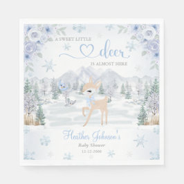 Winter Deer Blue Snowflake Baby shower Servet