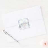 Winter Deer Blue Snowflake Baby shower Vierkante Sticker (Envelop)