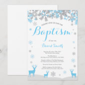 Winter Deer Boy Baptism Kaart (Voorkant / Achterkant)