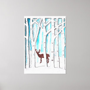 Winter Deer Canvas Afdruk