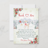 Winter Deer Christmas Snowflake Baby shower Bedankkaart (Voorkant)