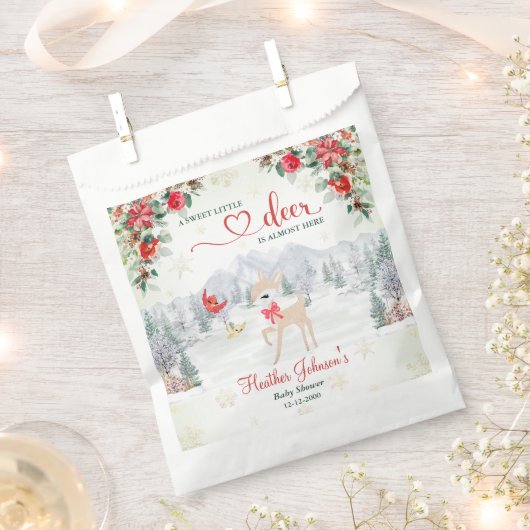 Winter Deer Christmas Snowflake Baby shower Bedankzakje (Geknipt)