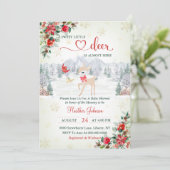 Winter Deer Christmas Snowflake Baby shower Kaart (Staand voorkant)