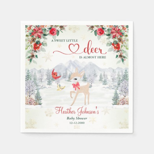 Winter Deer Christmas Snowflake Baby shower Servet (Voorkant)