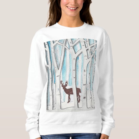 Winter Deer design op een hoodie/Sweatshirt Trui (Voorkant)