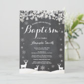 Winter Deer Doop uitnodiging (Staand voorkant)