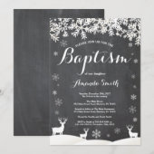 Winter Deer Doop uitnodiging (Voorkant / Achterkant)