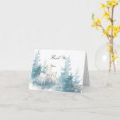 Winter Deer en Foliage Waterverf Dank u wel Kaart (Gele Bloem)