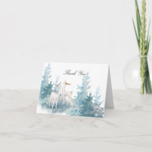 Winter Deer en Foliage Waterverf Dank u wel Kaart