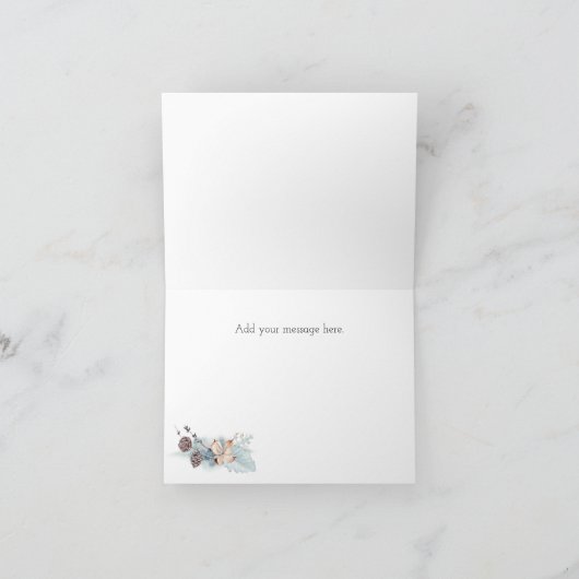 Winter Deer en Foliage Waterverf Dank u wel Kaart (Binnen)