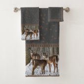 Winter Deer en Pine Cones Bad Handdoek (Insitu)