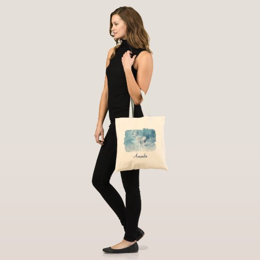 Winter Deer en Pine Trees Aangepast Tote Bag (Voorkant (model))