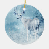 Winter Deer en Pine Trees Keramisch Ornament (Voorkant)