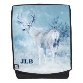 Winter Deer en Pine Trees Monogram Rugtassen (Voorkant)
