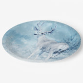 Winter Deer en Pine Trees Papieren Bordje (Gekanteld)