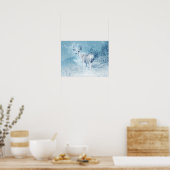 Winter Deer en Pine Trees Poster (Keuken)