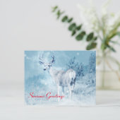 Winter Deer en Pine Trees Seasons Greetings Feestdagenkaart (Staand voorkant)