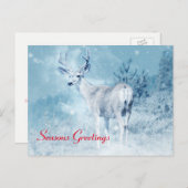 Winter Deer en Pine Trees Seasons Greetings Feestdagenkaart (Voorkant / Achterkant)