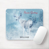 Winter Deer en Pine Trees Seasons Greetings Muismat (Met muis)