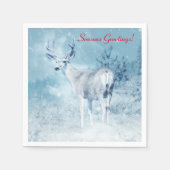 Winter Deer en Pine Trees Seasons Greetings Servetten (Voorkant)