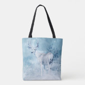 Winter Deer en Pine Trees Tote Bag (Achterkant)