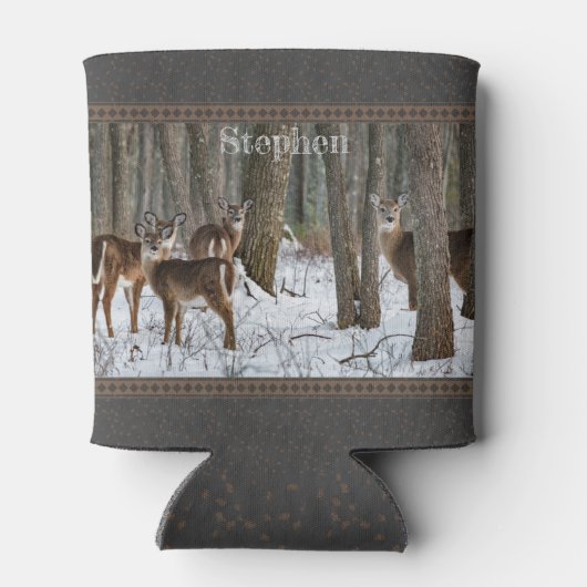 Winter Deer en Pinecones Blikjeskoeler (Achterkant)