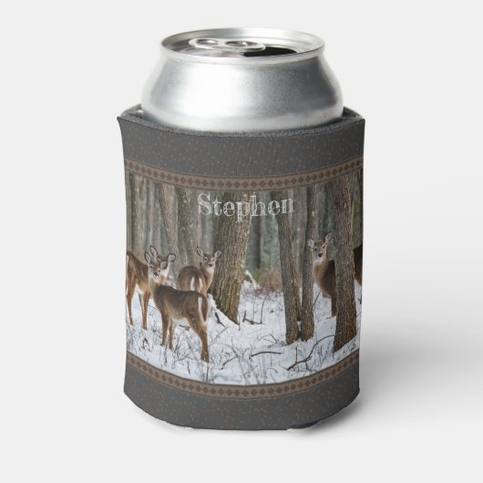Winter Deer en Pinecones Blikjeskoeler (Blikje Achterkant)