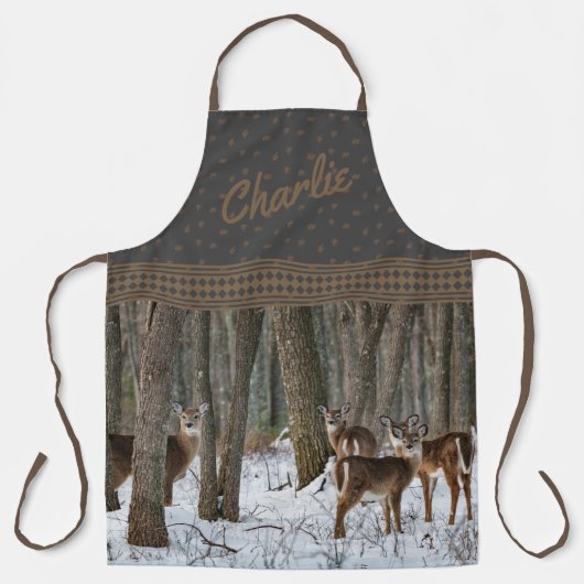 Winter Deer en Pinecones Schort (Voorkant)