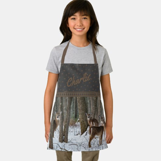 Winter Deer en Pinecones Schort (Insitu)