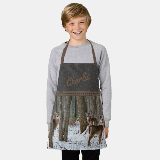 Winter Deer en Pinecones Schort (Gedragen)