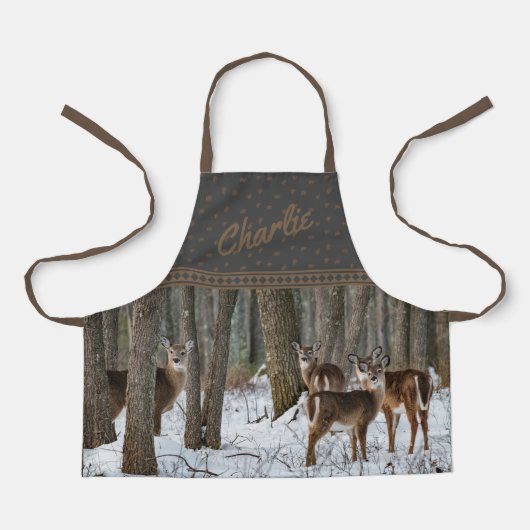 Winter Deer en Pinecones Schort (Voorkant)