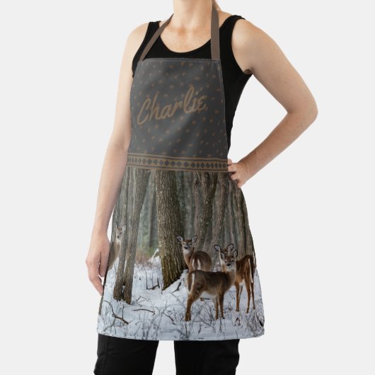 Winter Deer en Pinecones Schort (Insitu)