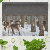 Winter Deer en Pinecones Theedoek (Gevouwen)