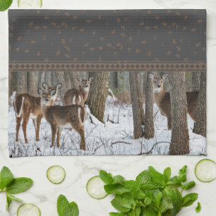 Winter Deer en Pinecones Theedoek