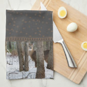 Winter Deer en Pinecones Theedoek (Quarter Fold)