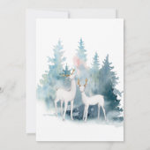 Winter Deer en Trees Waterverf Wedding Kaart (Achterkant)