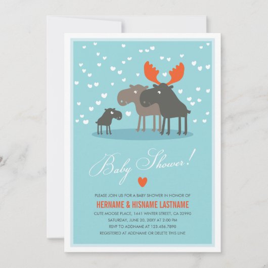 Winter Deer Family Couples Baby shower Uitnodiging (Voorkant)