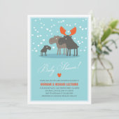 Winter Deer Family Couples Baby shower Uitnodiging (Staand voorkant)