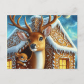  Winter Deer Family in Gingerbread House Postcard Briefkaart (Voorkant)