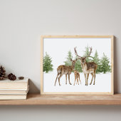 Winter Deer Family in Snow Poster