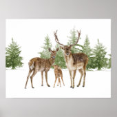Winter Deer Family in Snow Poster (Voorkant)
