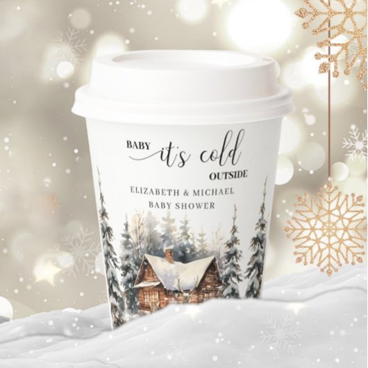 Winter Deer Forest Baby Het is koud buiten Papieren Bekers