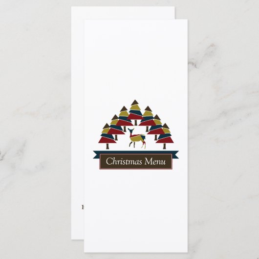 Winter Deer Forest-kerstmenu Menu (Voorkant / Achterkant)