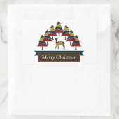 Winter Deer Forest Merry Kerstmis Retangular Sti Rechthoekige Sticker (Tas)