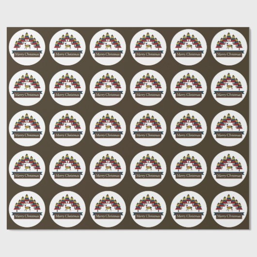Winter Deer Forest Merry Kerstmis rond Wrappin Cadeaupapier (Vlak)