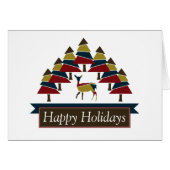 Winter Deer Forest Prettige feestdagen (Voorkant Horizontaal)