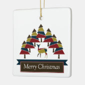 Winter Deer Forest Prettige feestdagen keramische  Keramisch Ornament (Links)