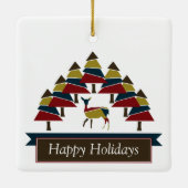 Winter Deer Forest Prettige feestdagen keramische  Keramisch Ornament (Achterkant)